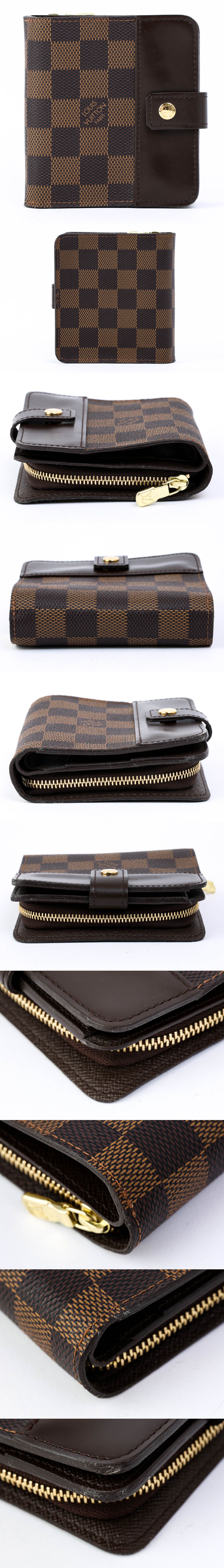 品質一番の LOUIS VUITTON ルイヴィトン ダミエエベヌ N61668 コンパクトジップ 二つ折り長財布 保存袋付 #15912YR 